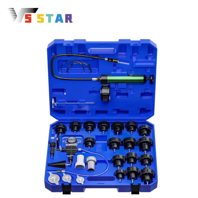 

28pcs Radiator Pressure Tester Vacuum-Type Cooling System Refill Kit Blue & Black For Buick Chrysler Chevrolet Dodge