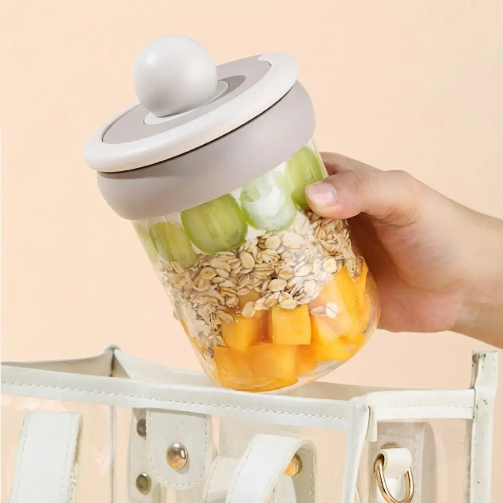 

New 500ml Breakfast Cups Seal Handheld Yogurt Bowl with Spoon Leak Proof Salad Cup for Oatmeal Cereal Nut Yogurt