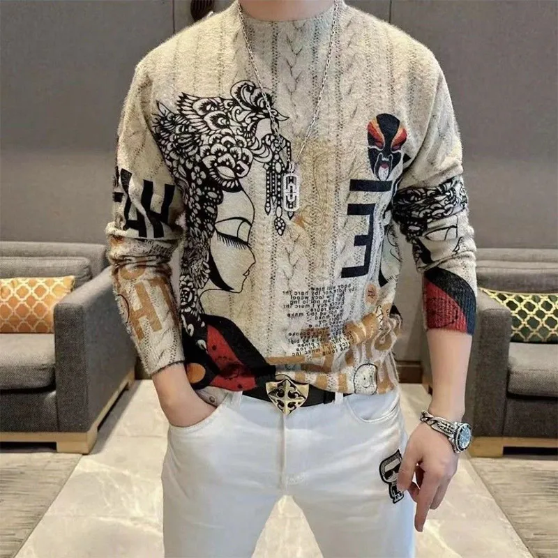 

Autumn Winter KPOP Fashion Style Harajuku Slim Fit Ropa Hombre Loose Casual All Match Undershirt Insert Long Sleeve Sweatshirt