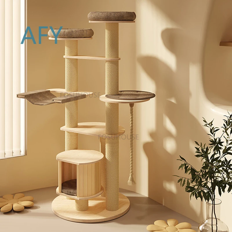 Nordic Solid Wood Sisal Cat Nest Tree for Pet Supplies for Cats for Cat Climbing Frame for Household for Creative Pet
