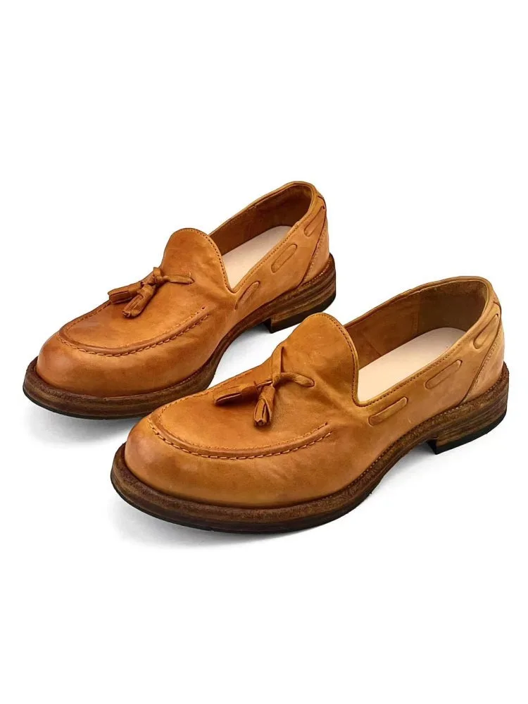 New Goodyear-Welding Craftsmanship Tassel Horse Leather Fashion Trend Men's Leather Casual Leather Shoes