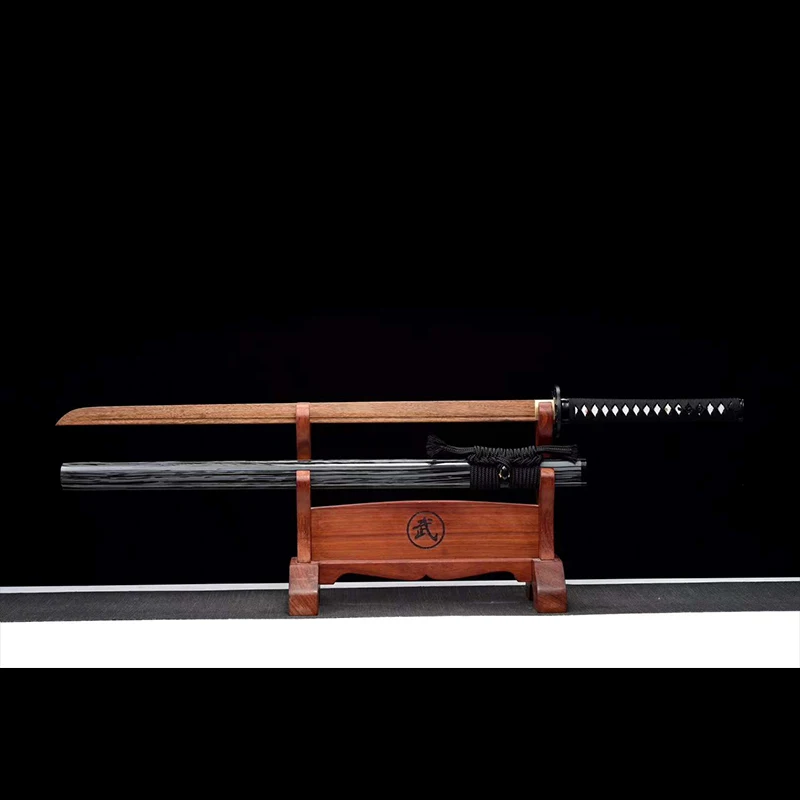 Custom-made Quality Iaito Training Sword, Type D Wooden Sword Handmade Japanese Ninja Katana Straight Blade Wood Saya Home Decor view 2