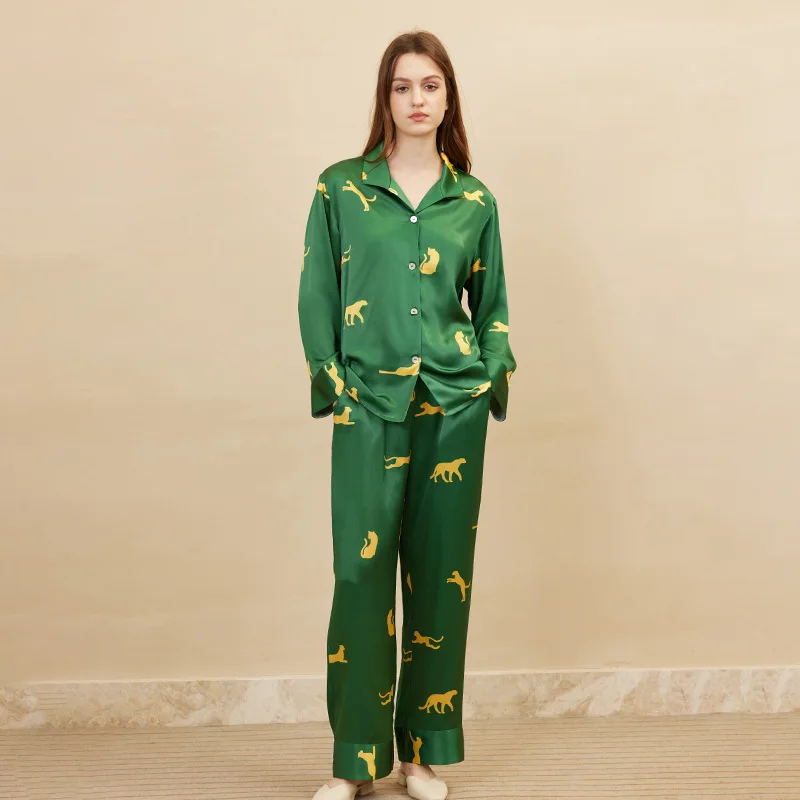 Luxury 19MM Mulberry Silk Pajama Set Women 100% Real Silk Cardigan Long Sleeve Pants Elegant Homewear All Seasons Loungewear