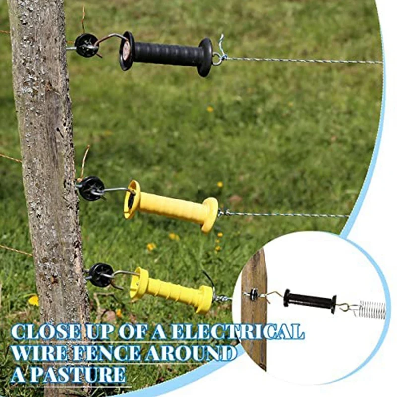 4 Pieces Electric Fence Gate Handle Kit Electric Fence Gate Kit Anchors Spring Gate Handle Kit