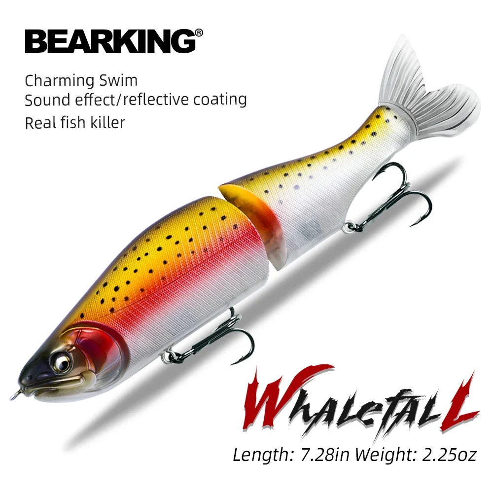

BEARKING - Premium fishing lure, 185mm, 64g, 2.25oz, Articulated fish-shaped wobblers, body made of ABS with a soft tail,