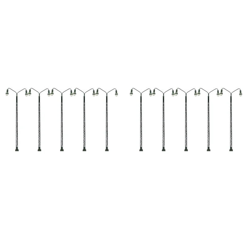 

DELAM-10Pcs Model Railway Lamp Lattice Mast Light HO 1:87 Scale LED Street Light Train Layout Garden Decoration Crafts