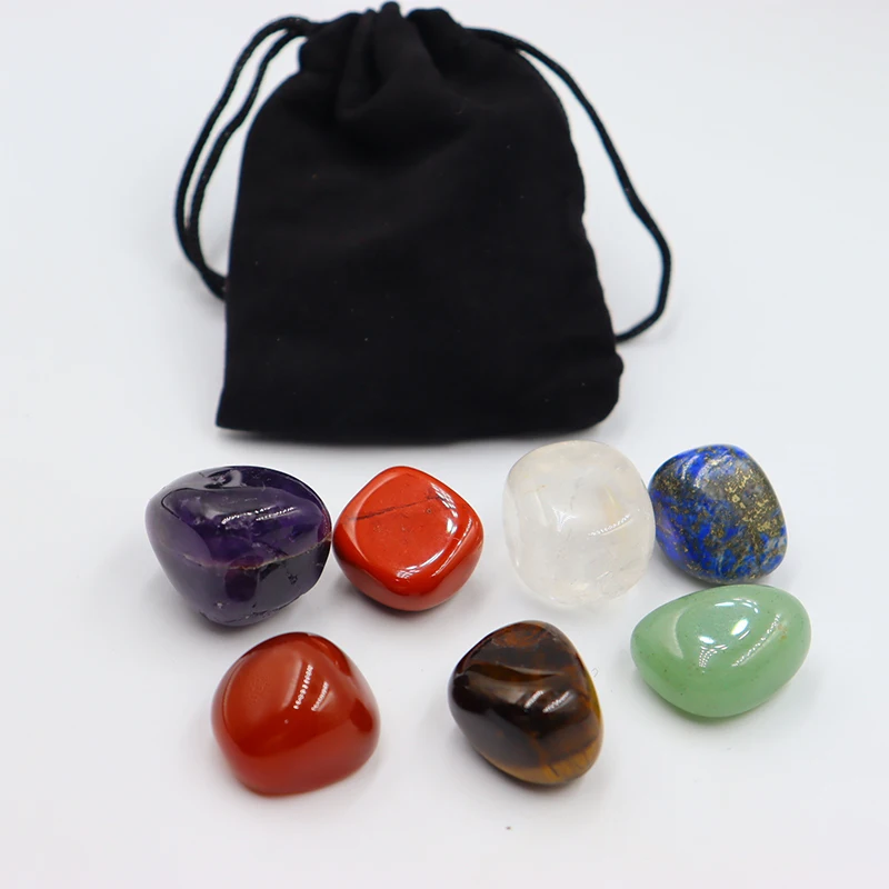 /KQM/7pc/set Natural crystal Yoga Polished Energy Stone Agate Chakra Reiki  Home Decoration Collection Popular Stones