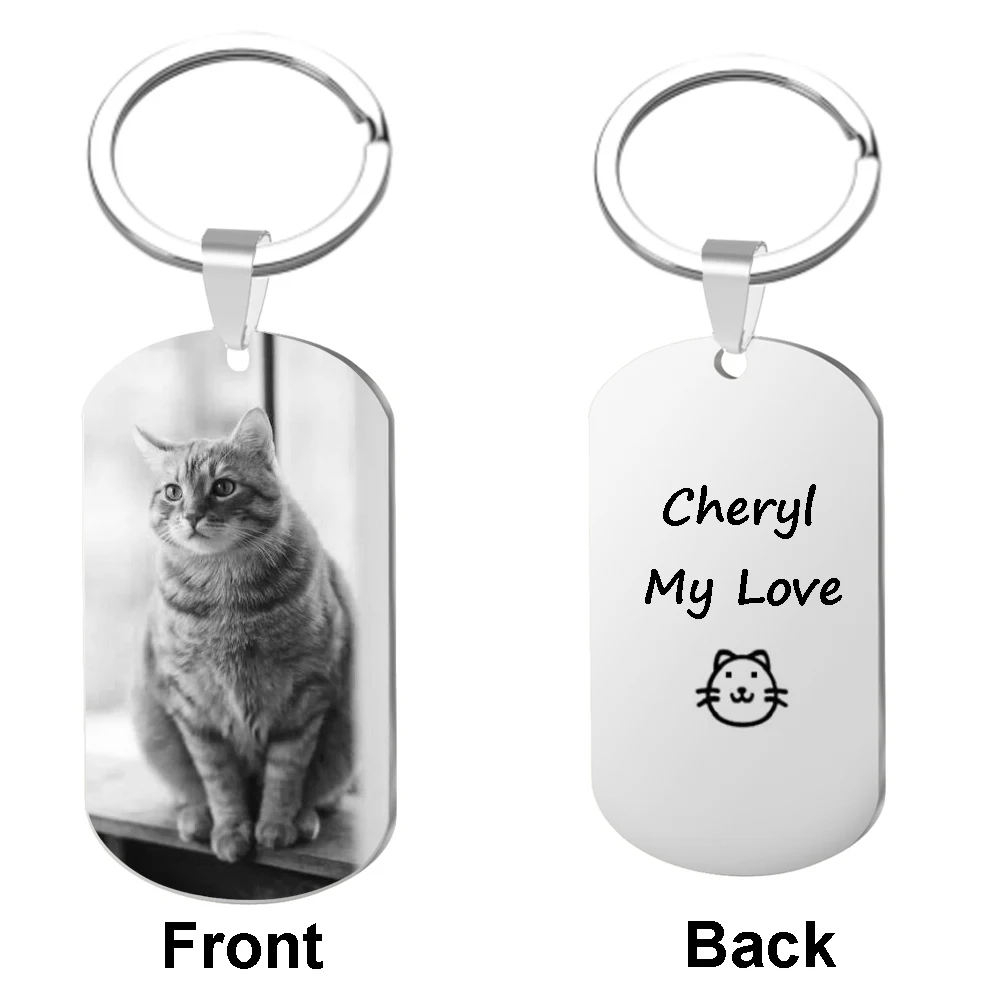 Custom Photos KeyRing for Women Men Dog Tag Personalized Picture Photo Name Date Keychains Square Heart Christmas Gift Punk Rock