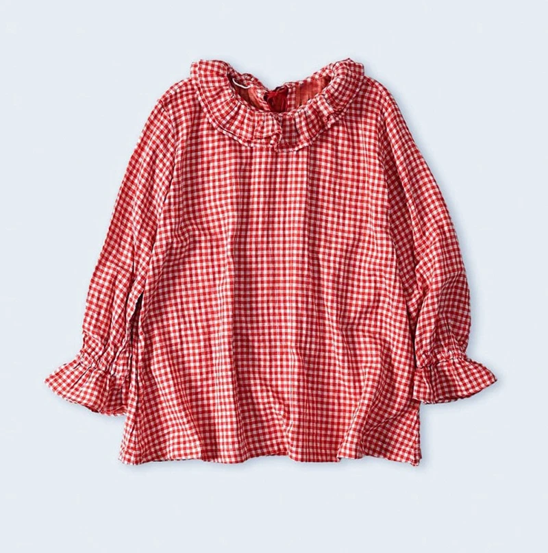 

Sweet Sle Double Layer Bamboo Cotton irt Women's Spring 2026 Reducing Age Che Pattern Unique Design Faionable Blouse