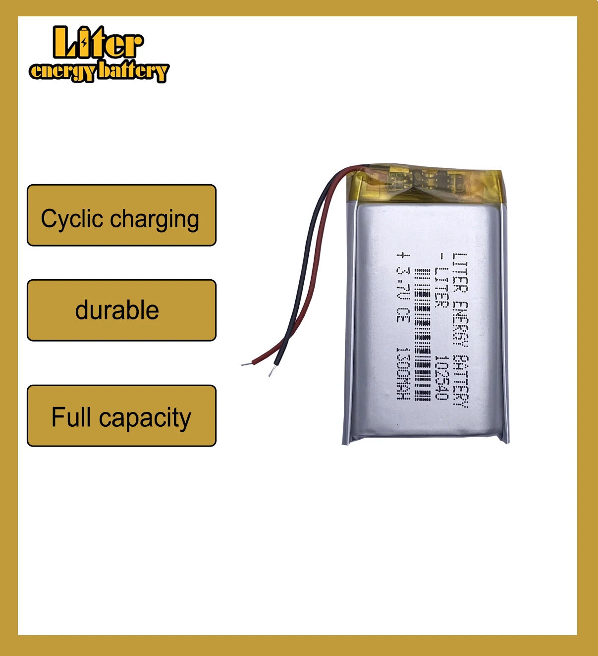 102540 3.7V 1300mAh Rechargeable Li-Polymer Li-ion Battery For mp3 mp4 mp5 toys DVR GPS PDA Tools LED Ligts Lamps