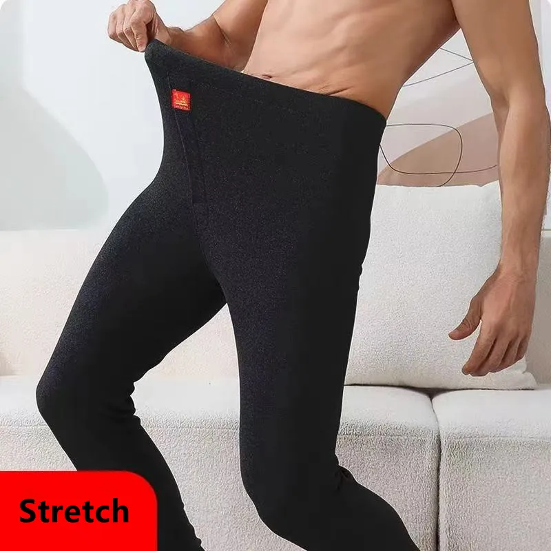 Winter Thickened Men's Thermal Underwear Pants Fleece-Lined Warm Protection Waist Elastic Underpants Sleepwear Thermo Leggings