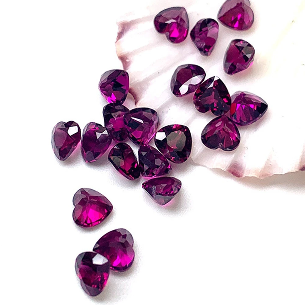 

20pcs 4mm 5mm Loose Gemstone Heart Purple Garnet Stone
