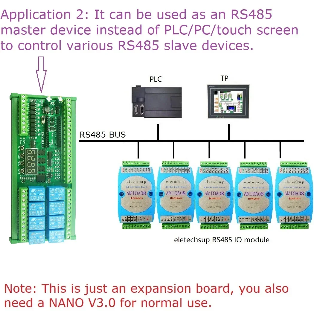 Automation Module Controller RS485 Relay PLC IO Expanding Board DN23E08 For Arduino NANO Dimmer Switch