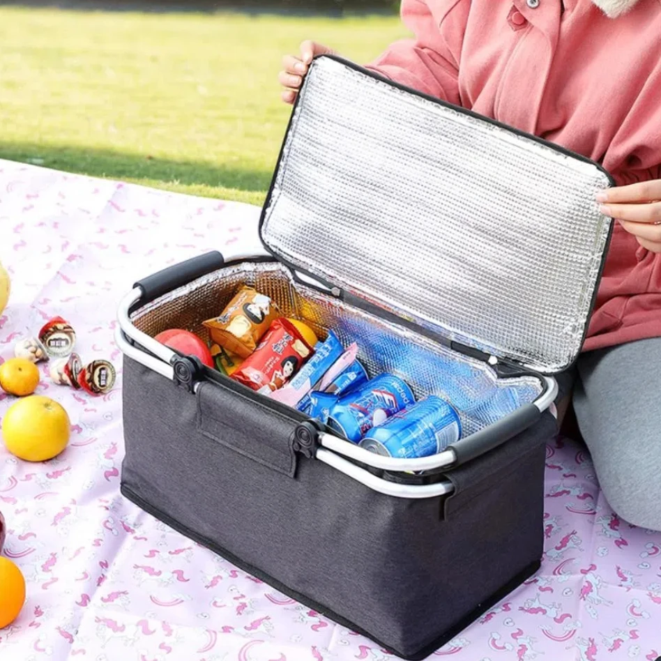 

Aluminum Alloy Handle Outdoor Picnic Bag Handheld Large-capacity Travel Thermal Bag Thickened Portable Camping Insulated Bags