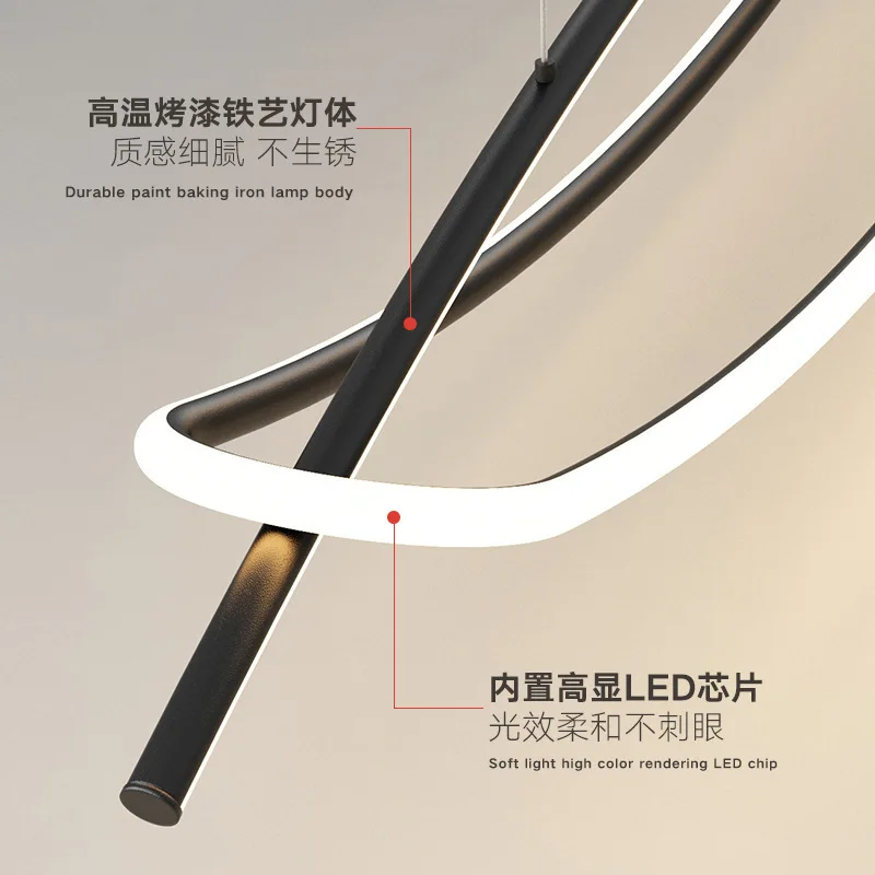 

Nordic Minimalist Long LED Pendant Light Bar Restaurant Lamp Dining Table Modern Designer Art Hanging Chandelier Home Decor