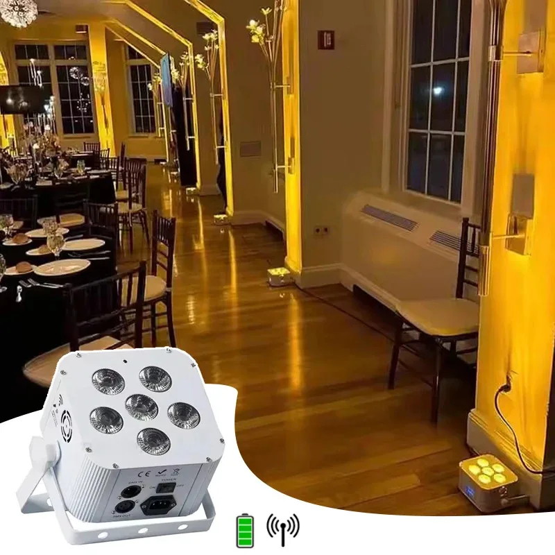 

Беспроводной светодиодный прожектор AOPU Uplight 6*18 Вт RGBAW+UV 6-в-1 на аккумуляторе для свадебных декораций, оптом