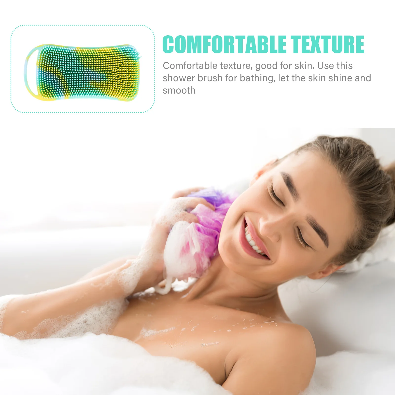 

Massage Scalp Brush Silicone Body Scrubber Gentle Exfoliating Shower Bath Tool Double Sided Soft Bristles Waterproof