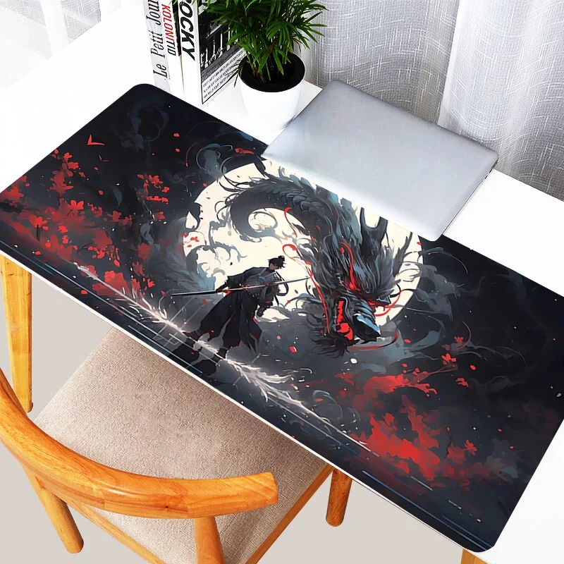 

Gaming mouse pad Moon Samurai PC Office Accessories Laptop Speed Mini Game Player Keyboard Rubber carpet large Non -slip mat XXL