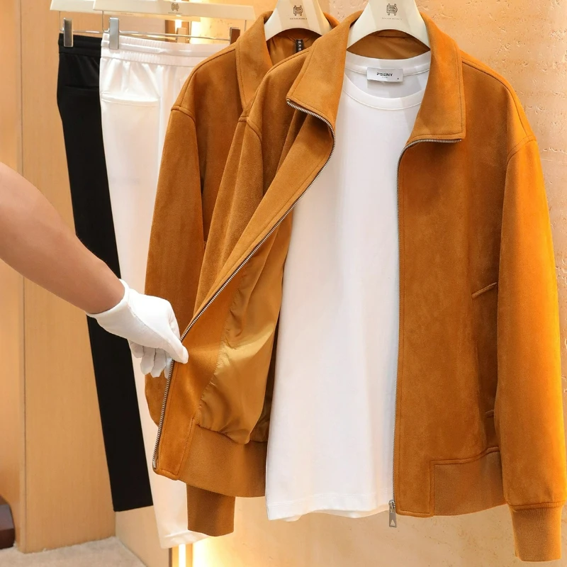 

Итальянская роскошная осенняя новая высококачественная легкая роскошная замшевая деловая повседневная куртка с лацканами