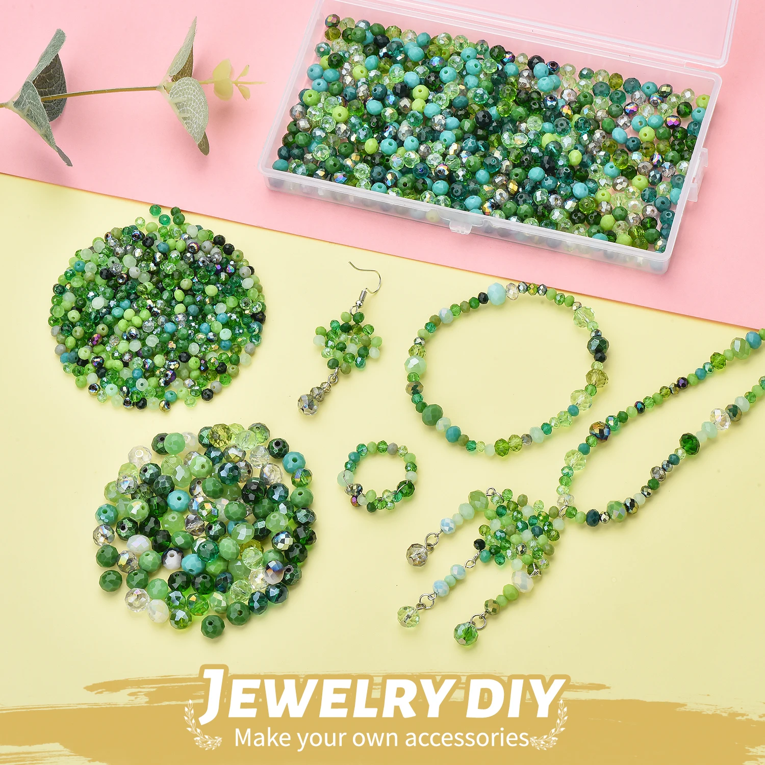 1000 Pcs/Box 4 6 8mm AB Faceted Crystal Rondelle Glass Round Loose Spacer Beads Crafts for DIY Making Jewelry Bracelet Necklace