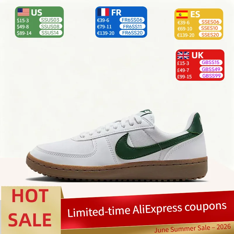 

Nike FieldGeneral Comfortable, Slip-Resistant, Durable Low-Top Casual Shoes for Women in White and Green FZ5593-103