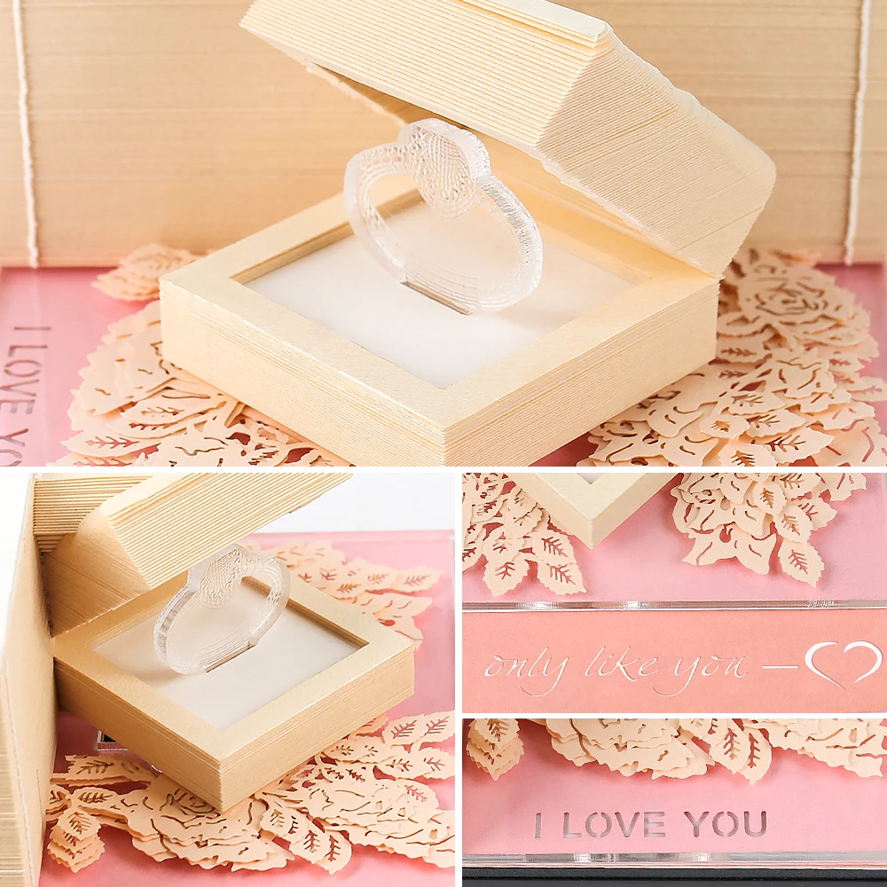 3D Carving Notepad Calendar 2025 Ring Box With Light 3D Memo Pad Mini Note Stickers Paper Novel Wedding Gifts For Guests