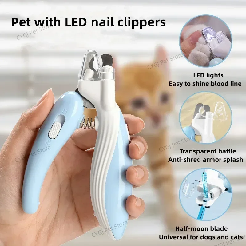 Pet Nail Clippers Dog Cat Nail Trimmer Labor-Saving Nail Clipper Convenient LED Electric Grinder Dog Grooming Supplies