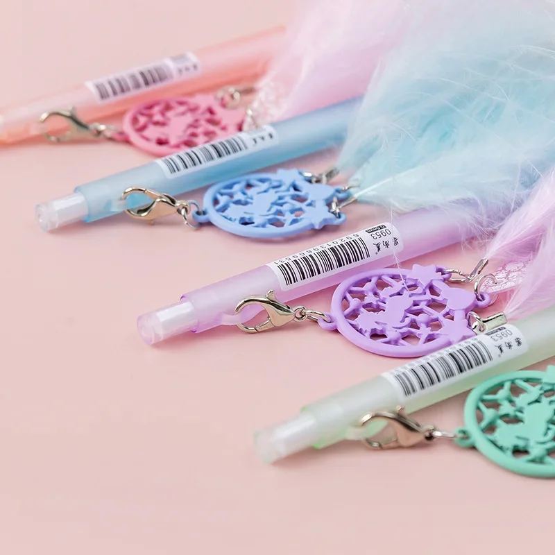 1Pc Gel Pen Kawaii Dream Catcher Feather Pendant Automatic Pen School Gift