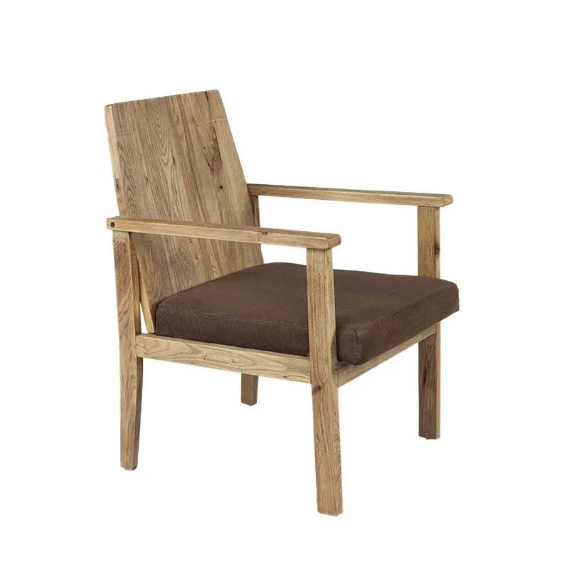 Folk tavern booth table and chair combination, old solid wood table and chair booth retro style cafe bistro table and chair