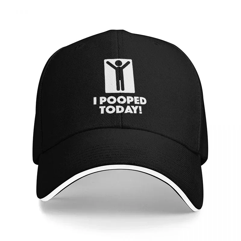 New I POOPED TODAY Funny Statement Baseball Cap Black With White Trim Humorous Graphic Design For Adults Casual Wear