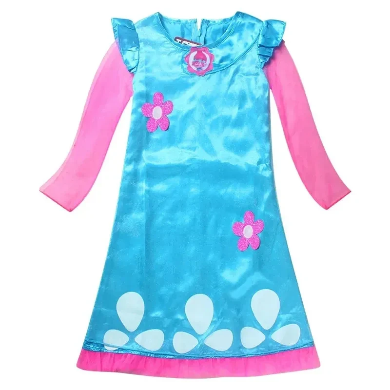 Disfraces de Halloween para Cosplay ★ Conjunto de peluca y vestidos para niñas, vestido de carnaval para niños, ropa de fiesta de Trolls Poppy ☆ Nuevo