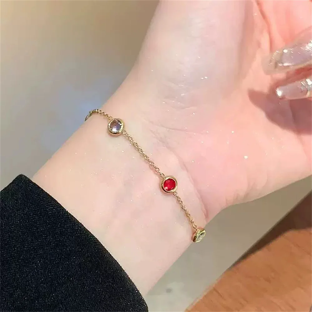 Trendy Tiny Kleine Kette Link Armband Gold Farbe Edelstahl Mehrfarbige CZ Charm Armbänder für Frauen Schmuck Armband 2025