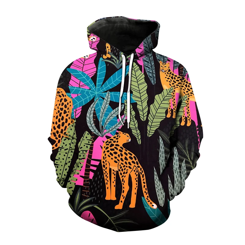 Fun Panther Leopard Hoodies Animal 3D Printed Women Streetwear Hoodie Oversized Pullovers Hooded Sweatshirts Kids Tops Clothing