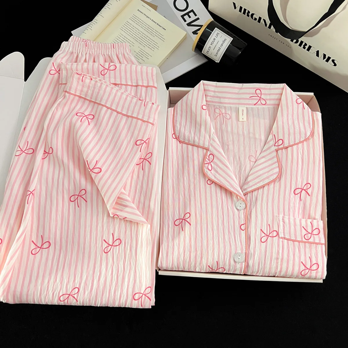 Women's Pajamas for Spring, Autumn, And Summer, Long-Sleeve and Long-Pants, Sweet, Casual, Cute Student Girl Homewear Set