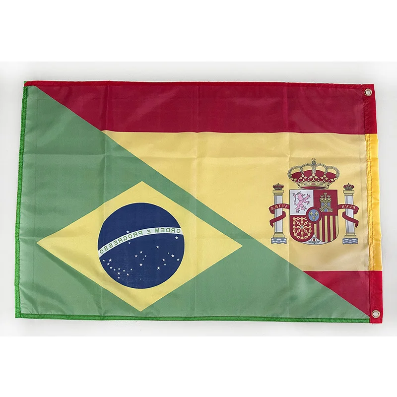 Spain Brazil Flag Friendship 2ft*3ft (60*90cm) 3ft*5ft (90*150cm) Size Christmas Decorations Flag Banner
