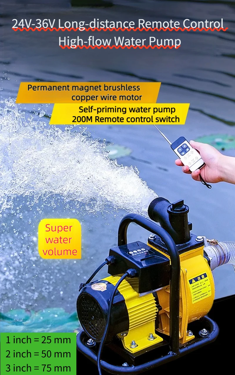 

Универсальный портативный электрический водяной насос на солнечных батареях 24-36В для сельскохозяйственного полива и орошения.