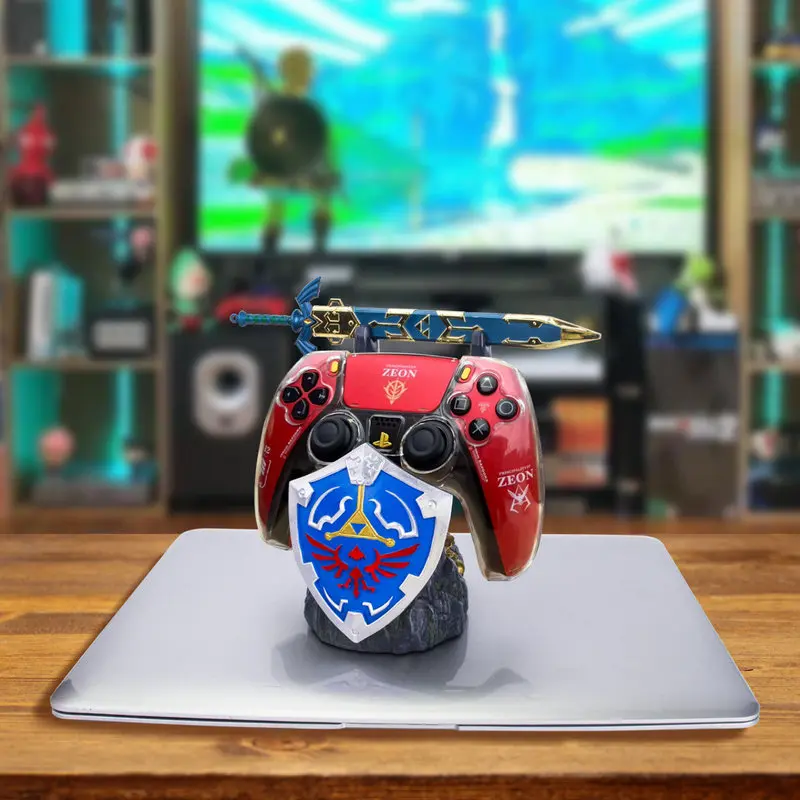 

Creative Game Controller Holder - Master Sword & Hylian Shield Design, Handcrafted Stand for Xbox/PS5, Desktop Decor