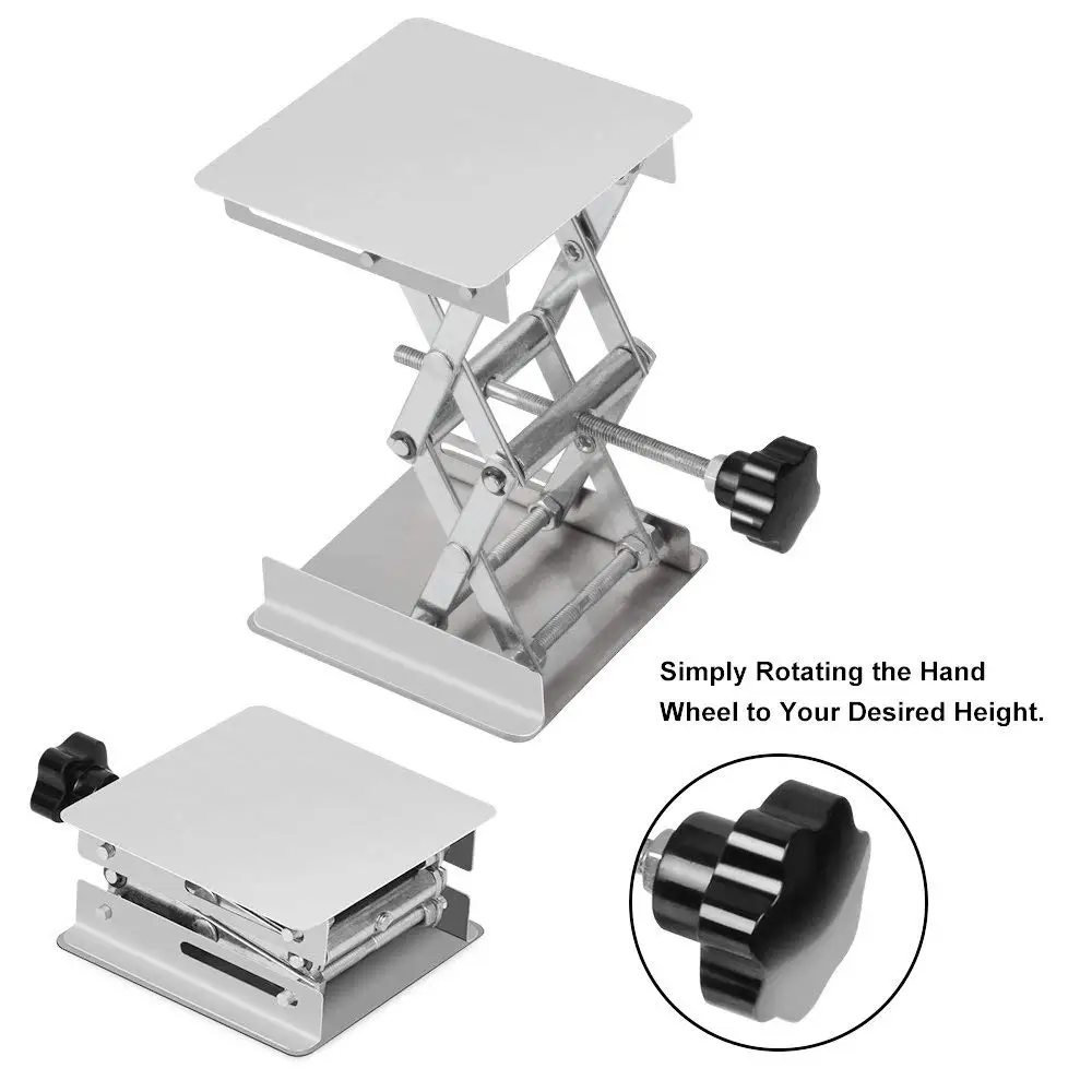 10CM 4'' Chemistry Lab Level Lifting Platform Adjustable Height Lab Jack Scissors Table Holder Lifter Stainless Steel Stand Rack