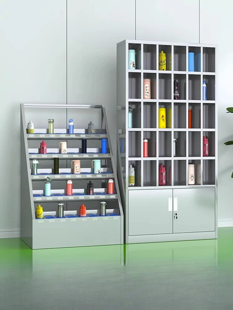 Stainless steel water cup cabinet Employee multi-grid cabinet placement cabinet Factory workshop Teacup shelf Pantry locker