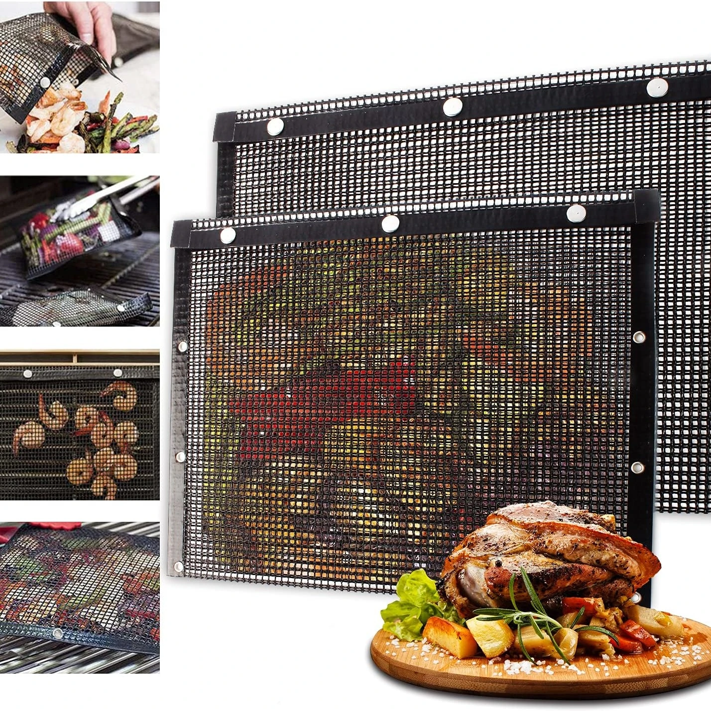Mountain Grillers Reusable Pouches for Barbeque Fish -Suitable for Charcoal, Electric Grills Heat-Resistant & Non-Stick