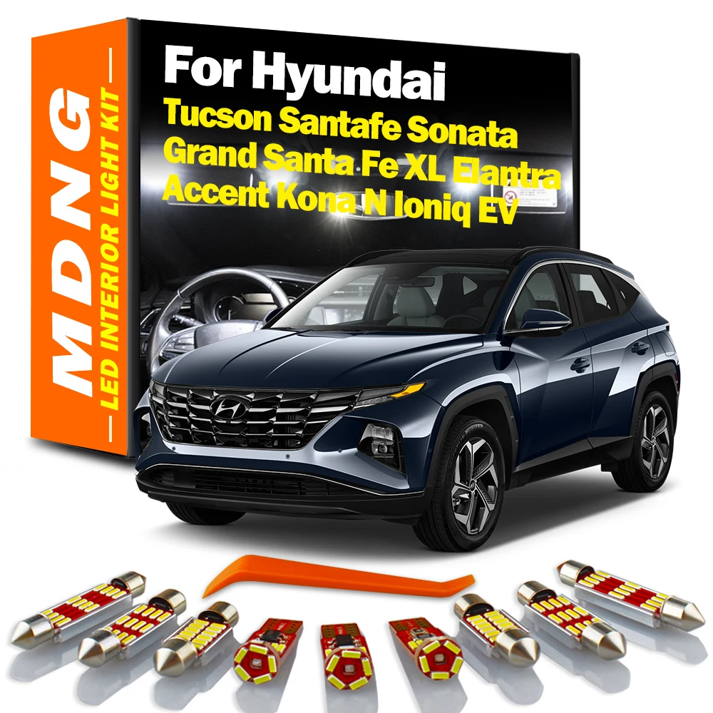 For Hyundai Tucson Elantra Santafe Grand Santa Fe XL Accent Sonata Kona N Ioniq EV LED Bulb Interior Dome Light Kit Accessories