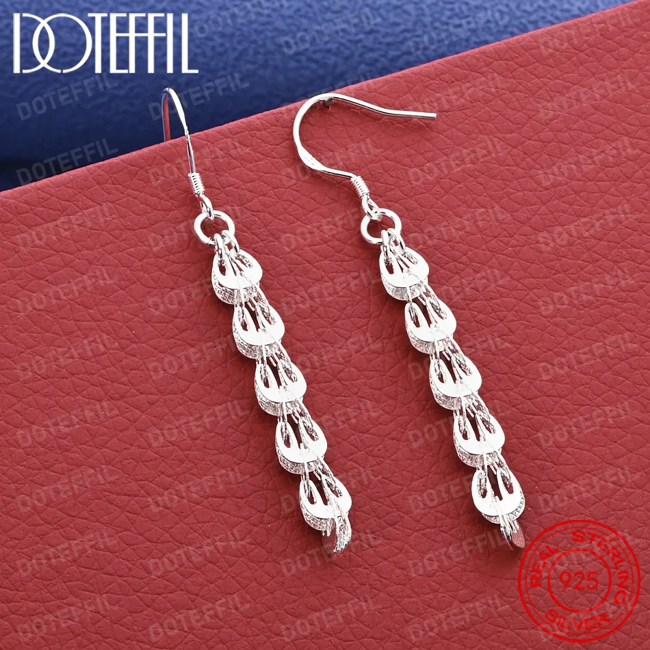 925 Sterling Silver Exquisite Long Shell Earrings – Fashionable Jewelry for Women's Weddings and Parties