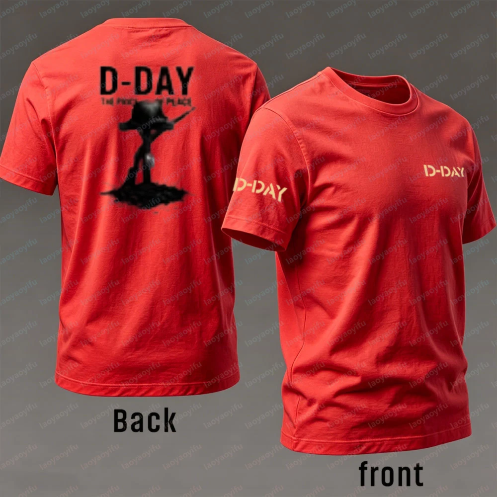 Normandy Commemoration Cotton T-Shirt for Men D-DAY Battlefield Tribute Print Tee Trendy Short-sleev Historical Casual Wear view 2