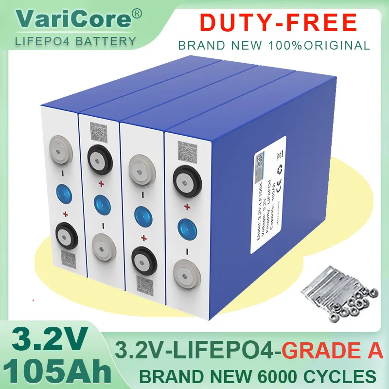 VariCore Grade A 3.2V 105Ah LiFePO4 battery Lithium iron phospha for 12V 24V RV Electric Car travel Solar Batteries TAX FREE