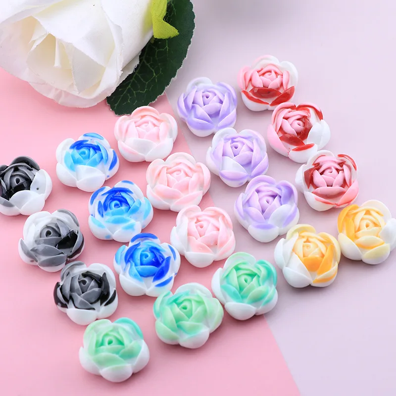 10pcs Luminous Resin Scrapbook Embellishment Cabochons DIY Craft Materials Party Decorating Flower Hair Clip Supplies Lotus Rose