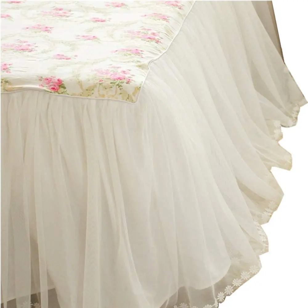 

Popular Wrap Around Lace Bed Ruffle With Platform Fitted Bedding Bedspread Home Hotel Bed Skirt Of Skirt Bed Sheets