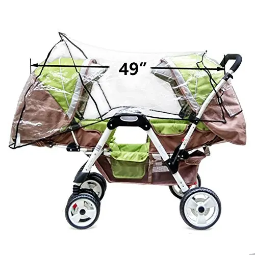 Aligle Weather Shield Double Populair voor zwenkwiel Kinderwagen Universele maat Baby Regenhoes/Wind Shield Deal (zwart)