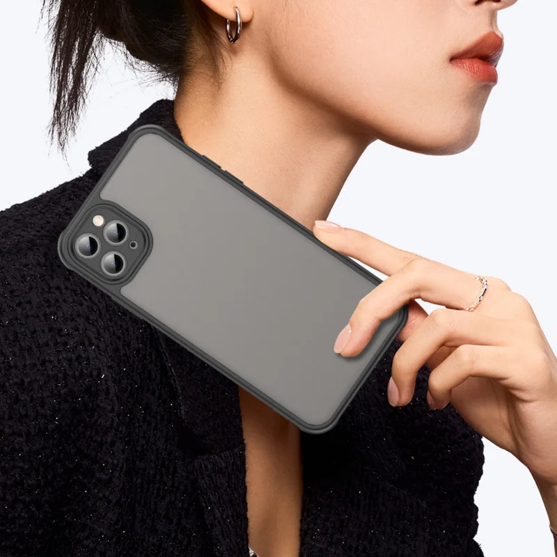 غطاء صلب مضاد للصدمات لهاتف آيفون 11 برو ماكس، حافظة صلبة بلوري من مادة البولي يوريثان الحراري بحافة ناعمة لهاتف آيفون 11 برو ماكس