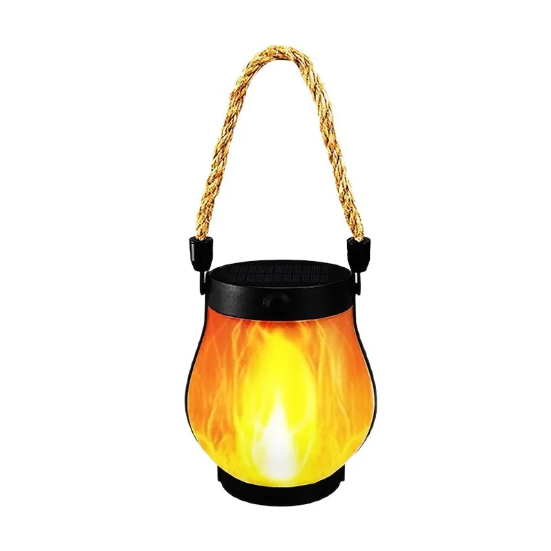 Solar Flame Lantern, Flickering LED Hanging Light with USB Charging, Waterproof Outdoor Decor Lamp for Garden Patio Camping