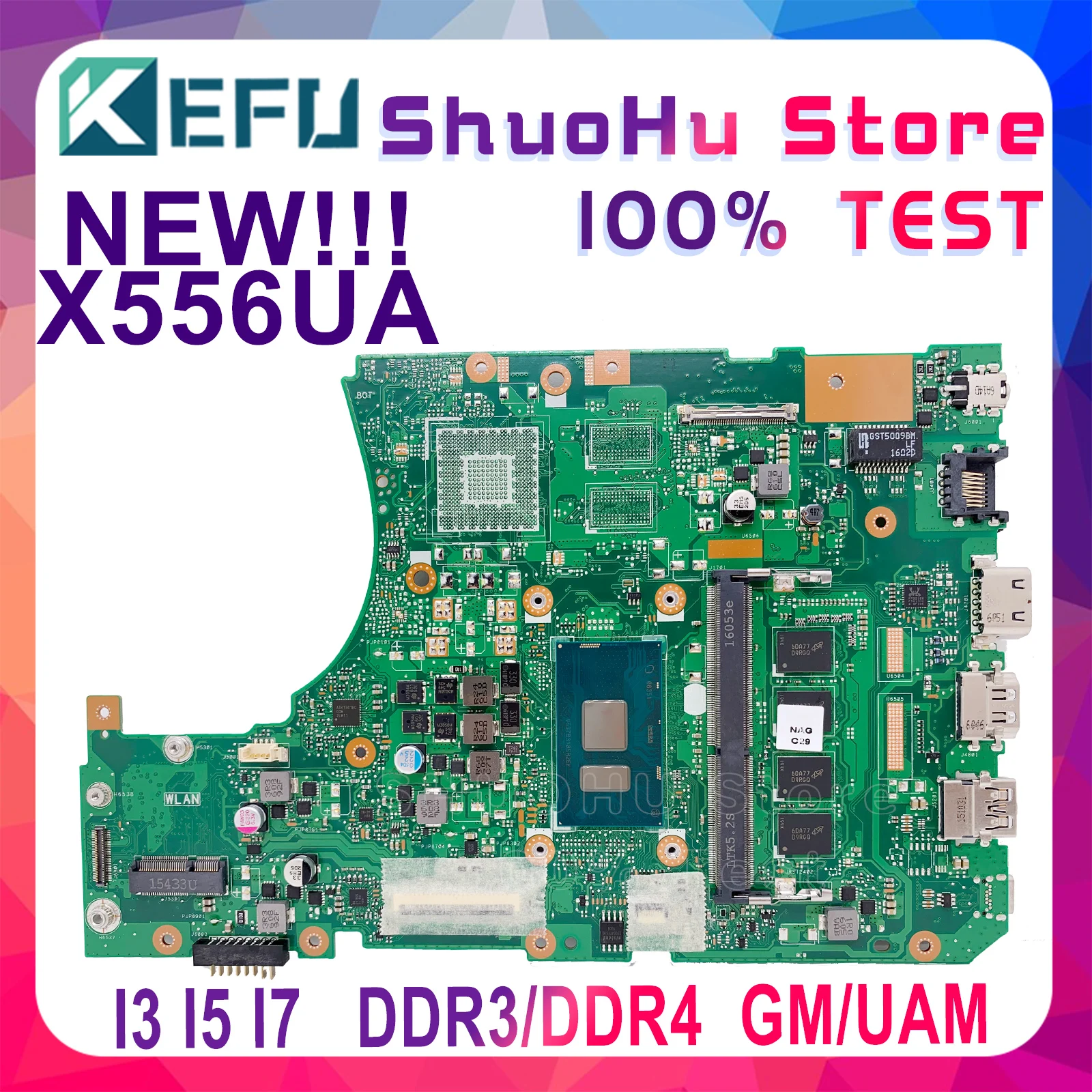 X556UV Laptop Motherboard For ASUS X556UA X556UJ X556UQ X556UR X556UF A556U Mainboard X556UQK I3 I5 I7 4GB/8GB DDR4/DDR3 GM UAM